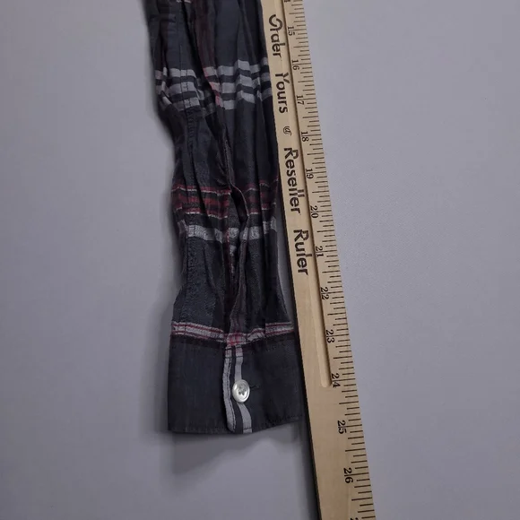 Theory Rammy Mantra Linen-Cotton Shirt Button Up Preppy Designer Plaid Small - Picture 9 of 9